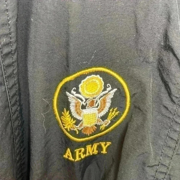 Vintage US ARMY Windbreaker Adult Large Black Nylon Pullover Military Uniform M - Picture 6 of 11